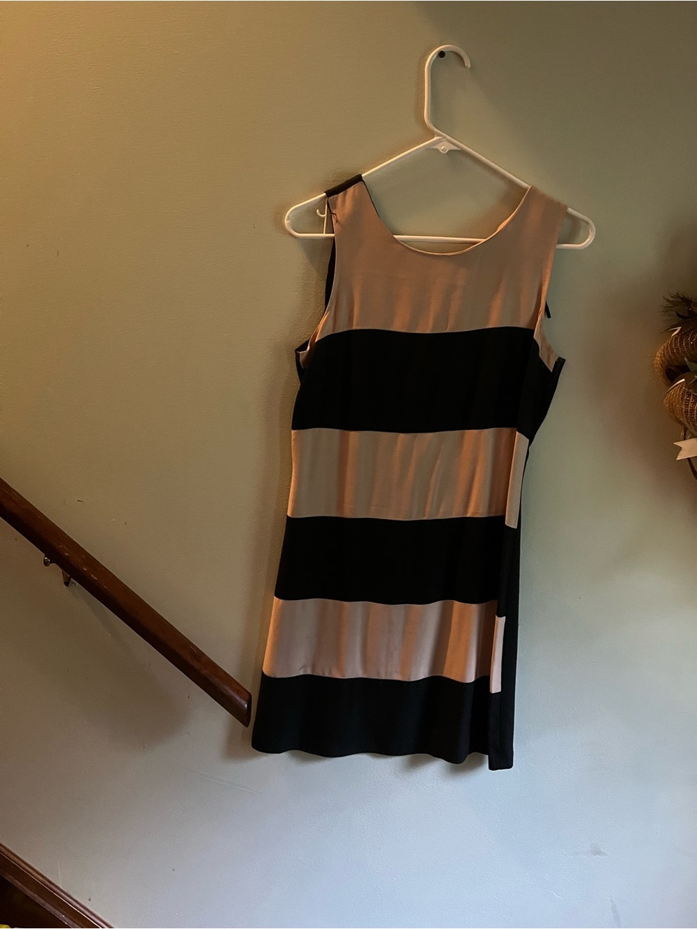 Tailor B. Moss Black and Beige Striped Mini Dress